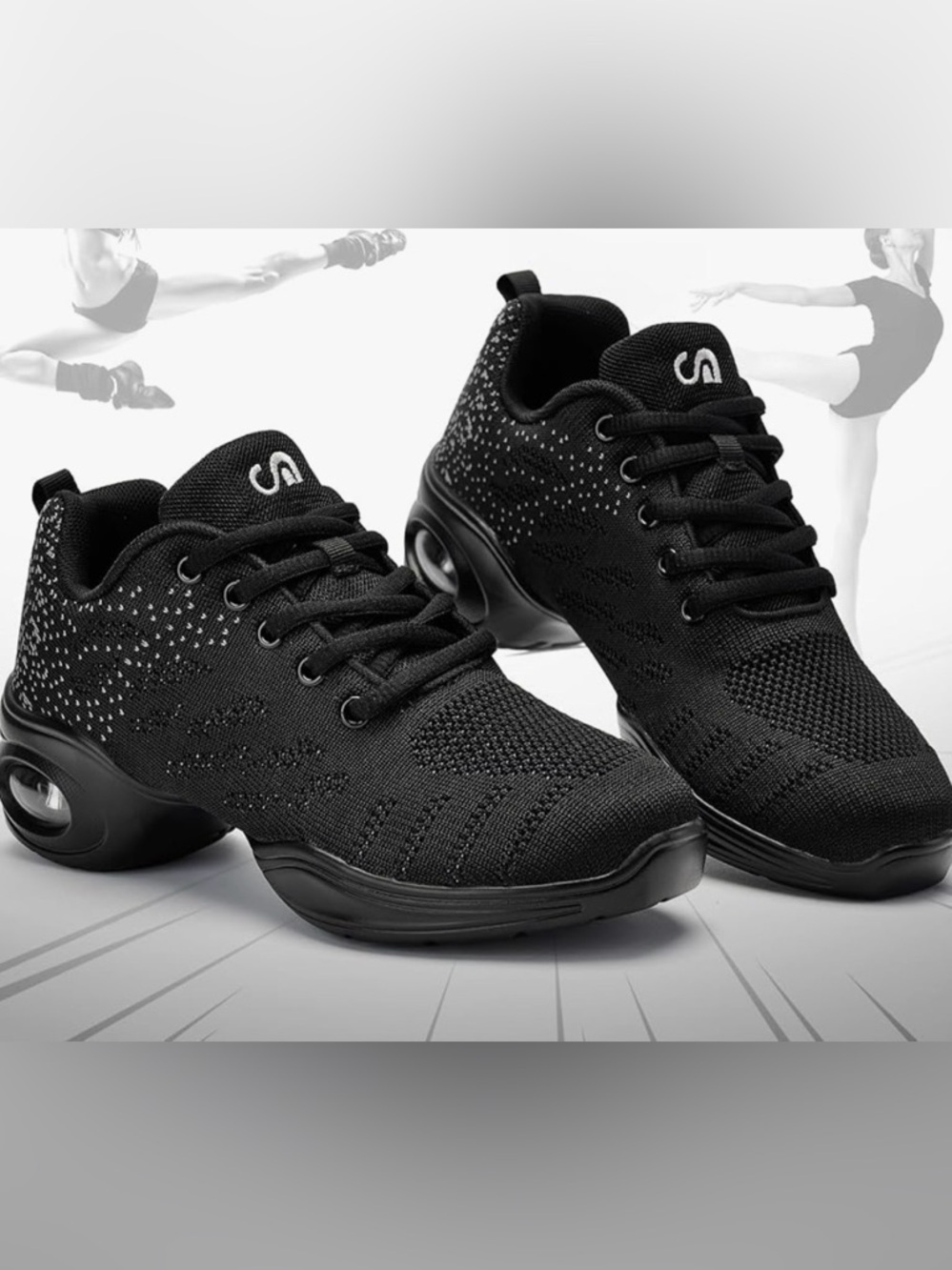 Black Knit Athletic Sneakers with 'S' Logo